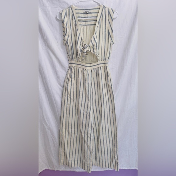 Madewell F0954 Tie Front Culottes Jumpsuit in Ikat Stripe women’s size 00 - Picture 2 of 7